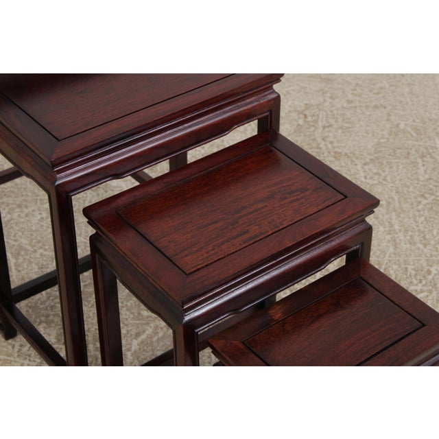 1940s Vintage Chinese Rosewood 4 Stack Nesting Tables For Sale - Image 5 of 15