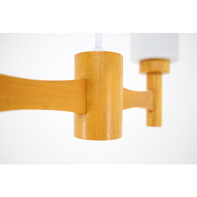 1980s Wood and Glass Pendant Light, Czechoslovakia, 1980s For Sale - Image 5 of 15