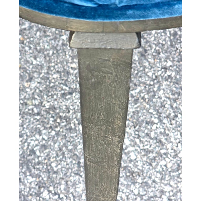 Dessin Fournir Mid 20th Century Dessin Fournir Companies Set of 12 French Moderne Blue Velvet Upholstered Dining Chairs For Sale - Image 4 of 15