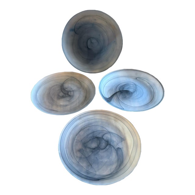 1990s Mariposa Alabaster Stone Salad Plates, Handmade in Turkey- Set of 4 For Sale