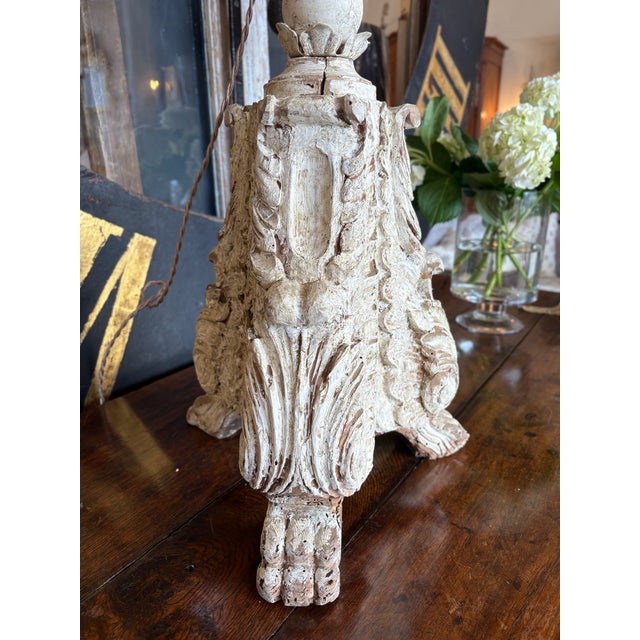 Early 19th Century 19th Century Italian Carved Candlestick Fragment Table Lamp For Sale - Image 5 of 9