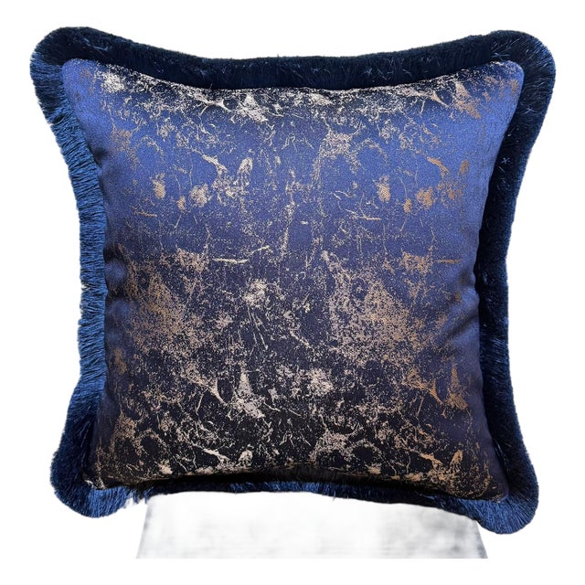 Abstract Cushion Cover With Fluffy Brush Fringe For Sale