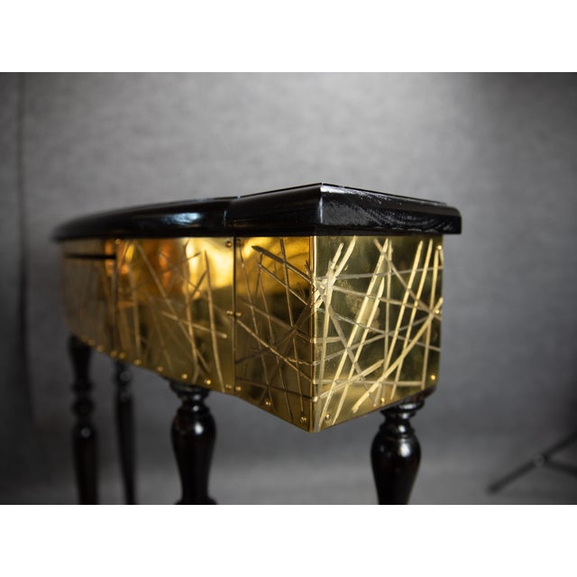 Contemporary Italian Walnut and Brass Console Table from Justfurnituress SRL, Set of 2 For Sale - Image 3 of 11