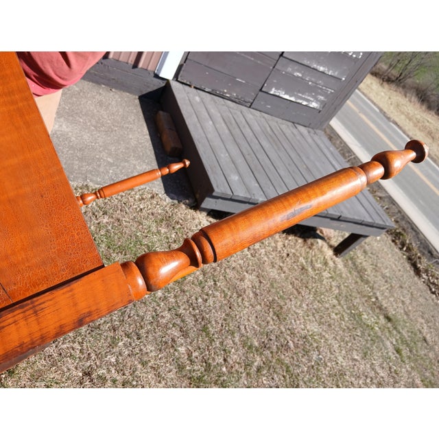 Antique Tiger Maple Dressing Table With 2 Drawers 1934 For Sale - Image 13 of 15