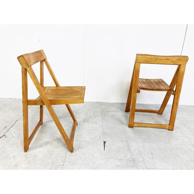 Vintage Wooden Folding Chairs, 1960s, Set of 6 For Sale - Image 10 of 11