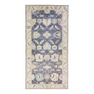 Modern Turkish Oushak Gray Handmade Wool Rug With Allover Design For Sale