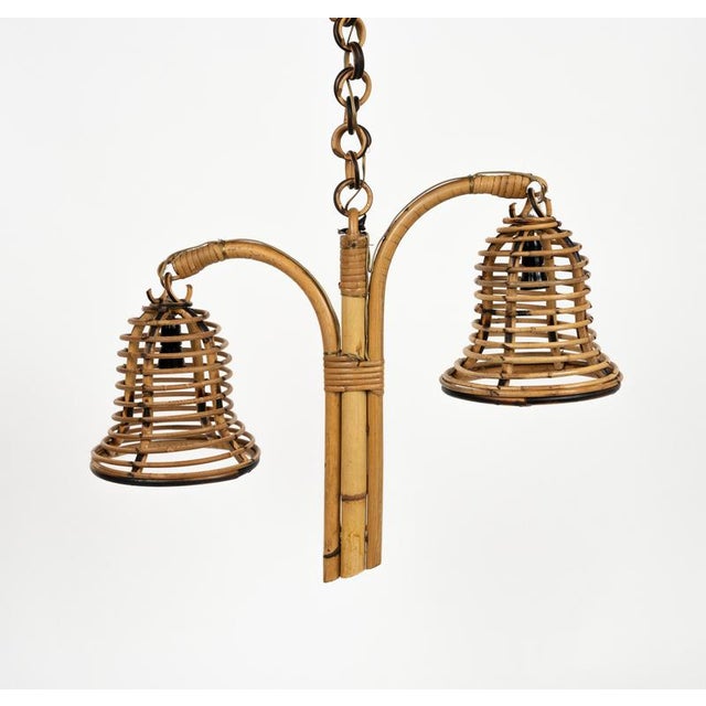 Mid-Century Modern Mid-Century Modern Bamboo and Rattan Hanging Light, 1960s For Sale - Image 3 of 13