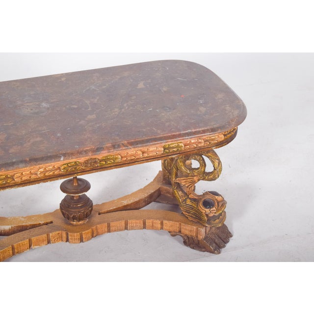 Rectangular Coffee Table with Marble Top, 1920s For Sale - Image 10 of 13