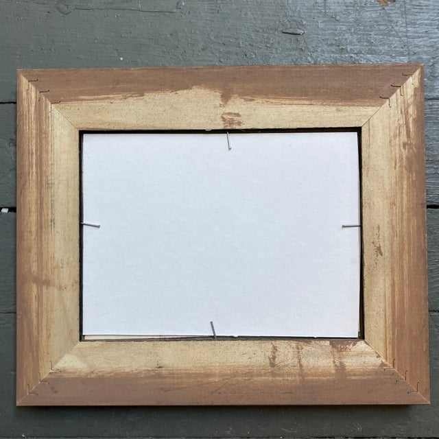 Abstract 1970’s Original Small Abstract Portrait in Room Painting Distressed Wood Frame For Sale - Image 3 of 3