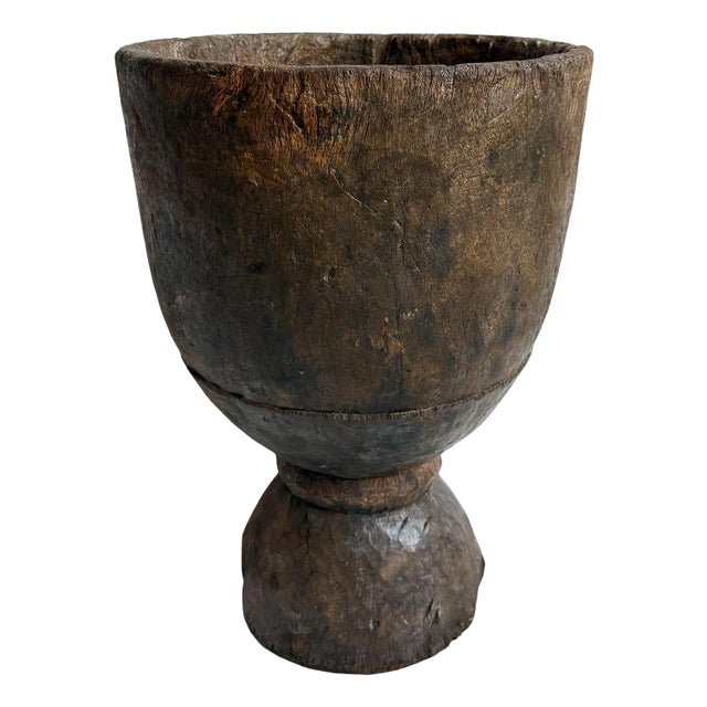 Vintage Large Guinea Wood Pestle Bowl For Sale