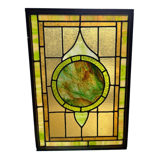 Arts & Crafts Style Antique Stained Glass Window For Sale
