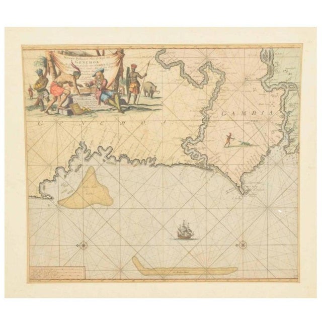 Original Hand-Coloured Nautical Chart of West-Africa, 1680 For Sale - Image 5 of 5