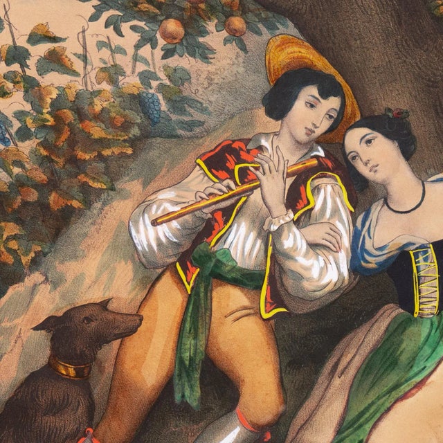 Brown 'Autumn' by Ferdinand Dubreuil, Framed Hand-Colored Lithograph For Sale - Image 8 of 12