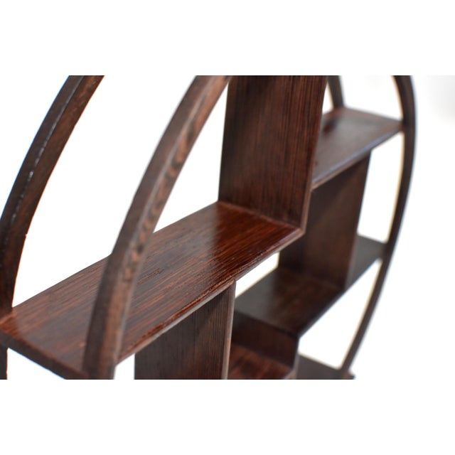 Small Wenge Wood Display Stand, Mini Shelf, Peach Shape Chairish