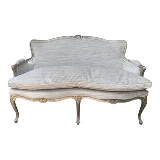 Silver Leaf French Settee For Sale