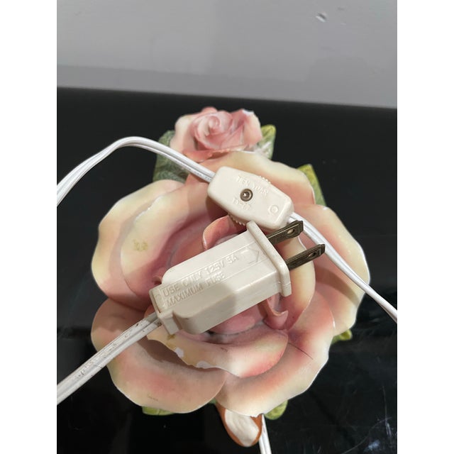 Ceramic Vintage 1970s Floral Ceramic Nightlight, Hand-Painted Rose Motif. For Sale - Image 7 of 7