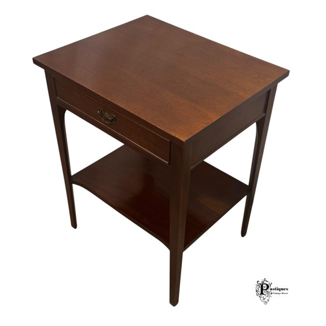 Wood Vintage Craftique Chippendale Style Solid Mahogany Nightstand / Side Table For Sale - Image 7 of 11