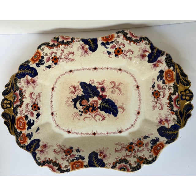 Antique Staffordshire Style Ironstone Valentia” Imari Transferware Covered Tureen & Platter For Sale - Image 10 of 12