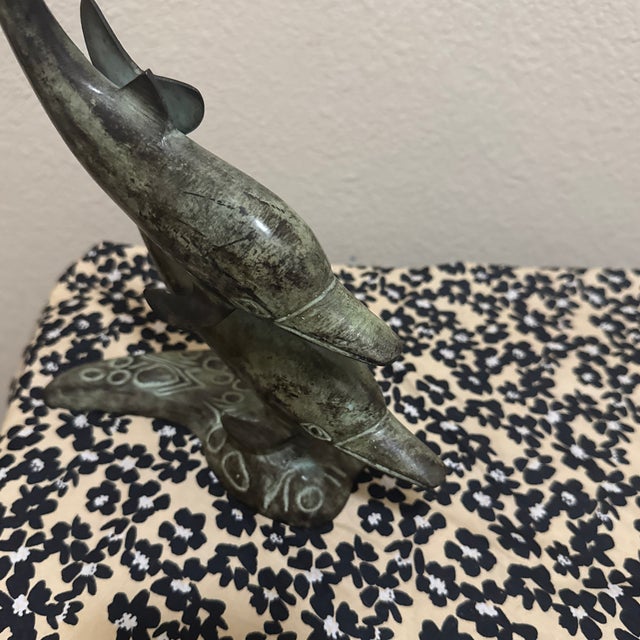 1980s Bronze Sculpture of Two Dolphins For Sale - Image 11 of 12