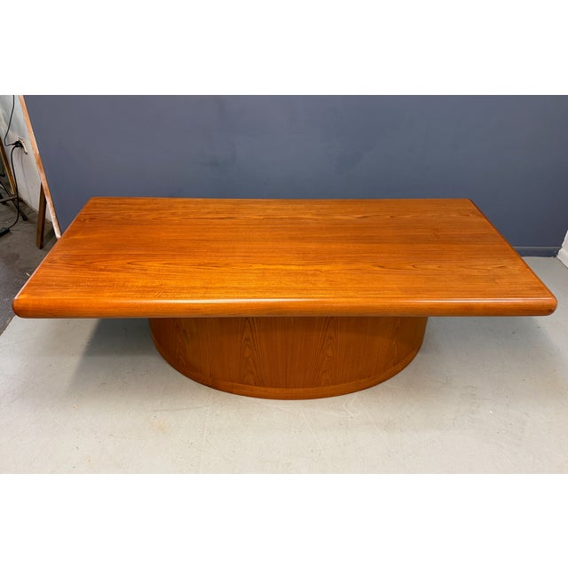 1970s Dyrlund Danish Teak Executive Desk With Rounded Drum Pedestal Base, C. 1970s For Sale - Image 5 of 12