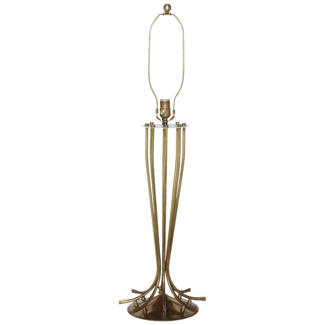 1950s Tall Millepatte Style Brass Table Lamp For Sale