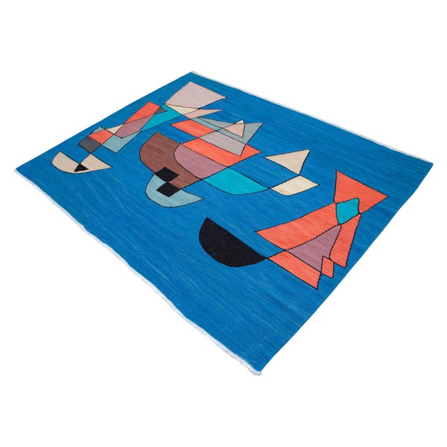 2020s Paul Klee - Sailing Boats - Inspired Silk Hand Woven Area - Wall Rug 4′7″ × 5′12″ For Sale - Image 5 of 13