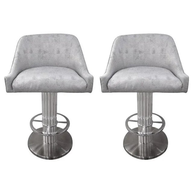 Gray Bar Stools Memory Swivel Design for Leisure - A Pair For Sale - Image 8 of 17