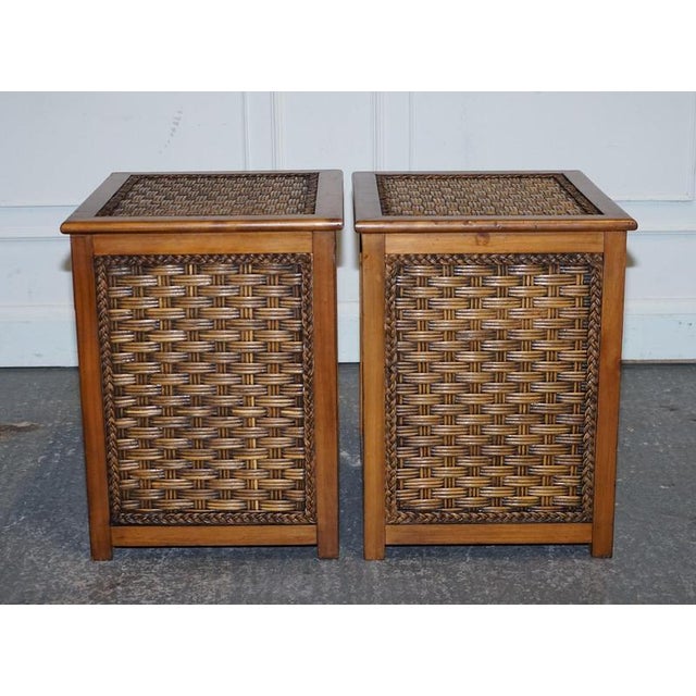Vintage Rattan Bedside Tables with Drawer, Set of 2 For Sale - Image 9 of 15