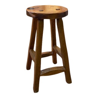 Mid Century Through Tenon Wood Stool - Handmade, Signed For Sale