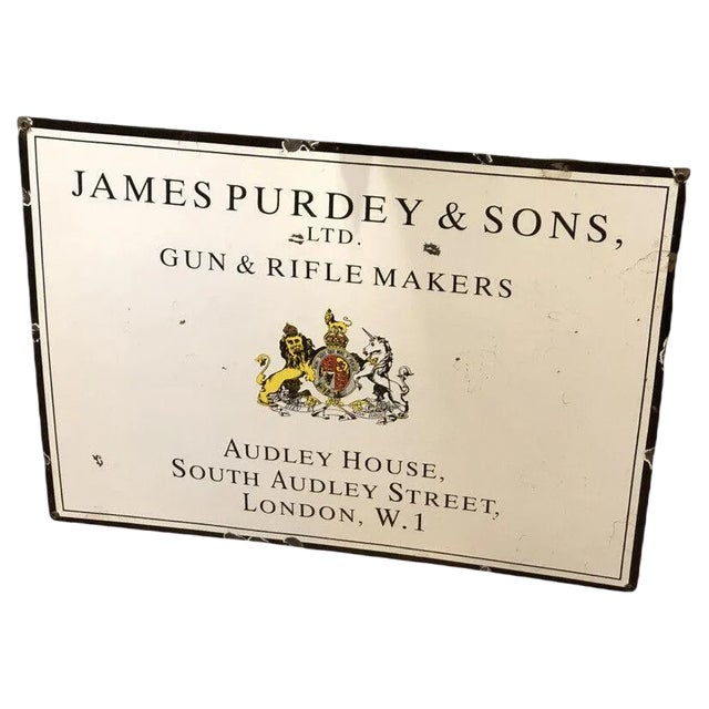 Enamel Sign from James Purdey & Sons For Sale