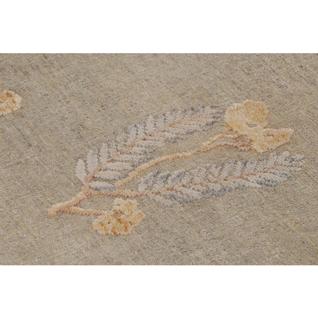 Rug & Kilim’s Block Print Rug With Ochre and Beige Wildflower Florals For Sale In New York - Image 6 of 10