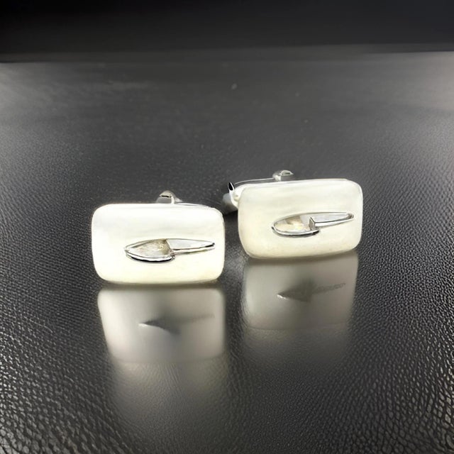 1990s Gucci Estate Mens Cufflinks Silver, 2 pieces For Sale In New York - Image 6 of 7