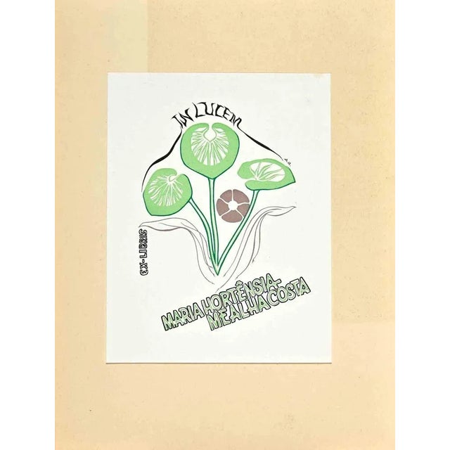 Ex Libris - Maria Hortensia Mealhacosta is an Artwork realized in 1978. Color Lithograph print on paper. Dated on the...