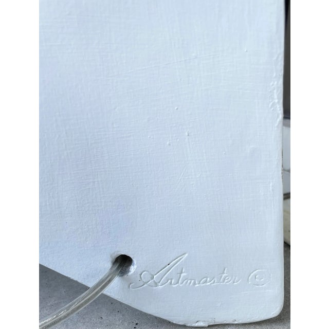 1980's Postmodern Plaster Floor Lamp in a Gesso Finish/Signed For Sale - Image 10 of 11