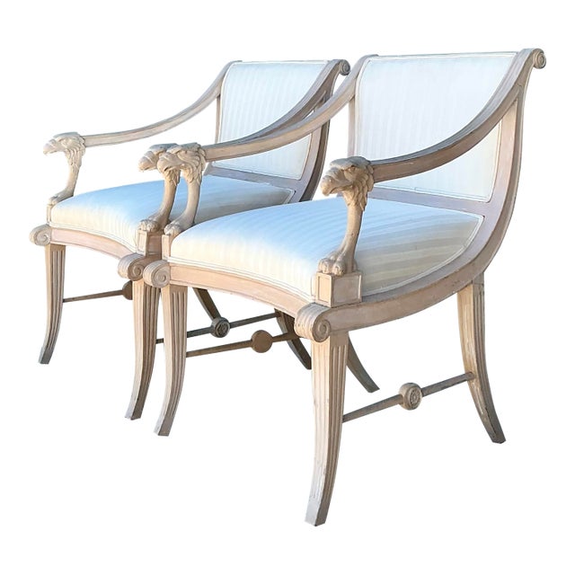 Vintage Hand Carved Eagles Head Lounge Chairs - A Pair For Sale