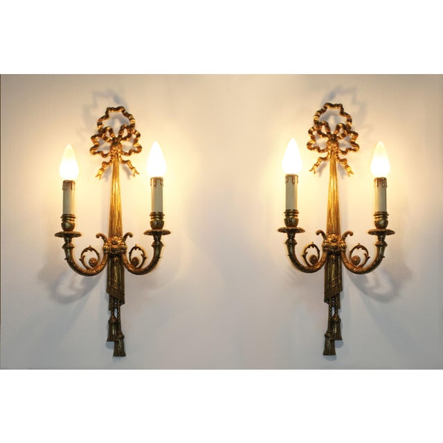 Gilt Bronze Wall Sconces, Set of 2 For Sale - Image 3 of 12