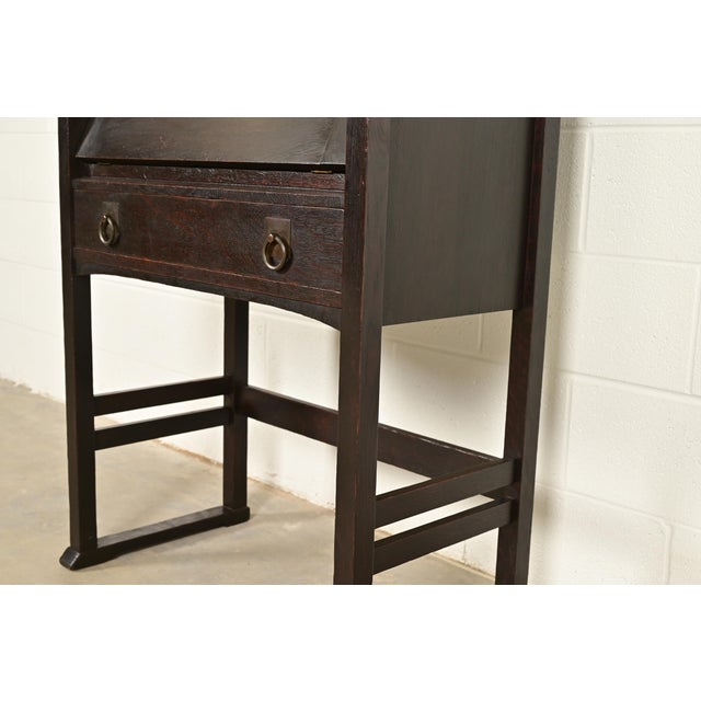 Stickley Brothers Antique Mission Oak Arts & Crafts Drop Front Secretary Desk, Circa 1910 For Sale - Image 10 of 15