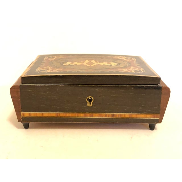 Wood Arabesque Italian Hand Crafted Inlaid Wood Jewelry Box “God Father Theme Song" For Sale - Image 7 of 7