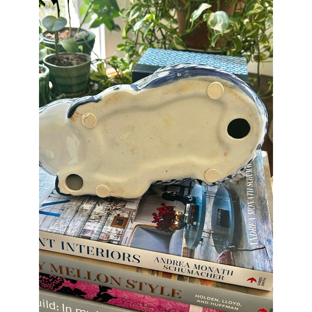 Vintage Blue & White Fishnet Porcelain Cat Sculpture in the Herend Style, 10.5 Inches For Sale - Image 10 of 10