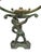 Figurative bronze armillary with verdigris patina measuring 31 inches tall and 16 1/4 inches in diameter.