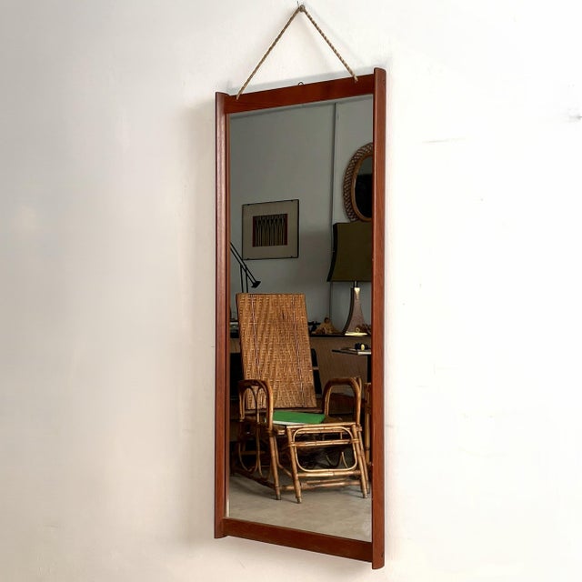 Vintage Model 220 Teak Wall Mirror by Aksel Kjersgaard for Odder, Denmark, 1960s For Sale - Image 9 of 10