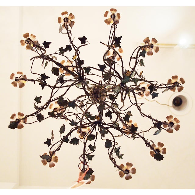 Iron and Tole Ivy Chandelier | Chairish