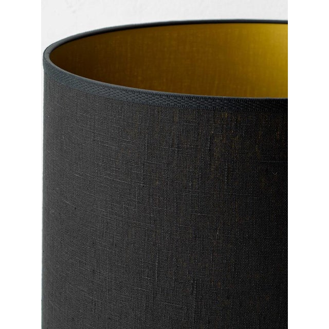 1960s Vintage Jasba Cortina Black and White Crackle Ceramic Table Lamp, New Black Linen Lampshade For Sale - Image 5 of 17