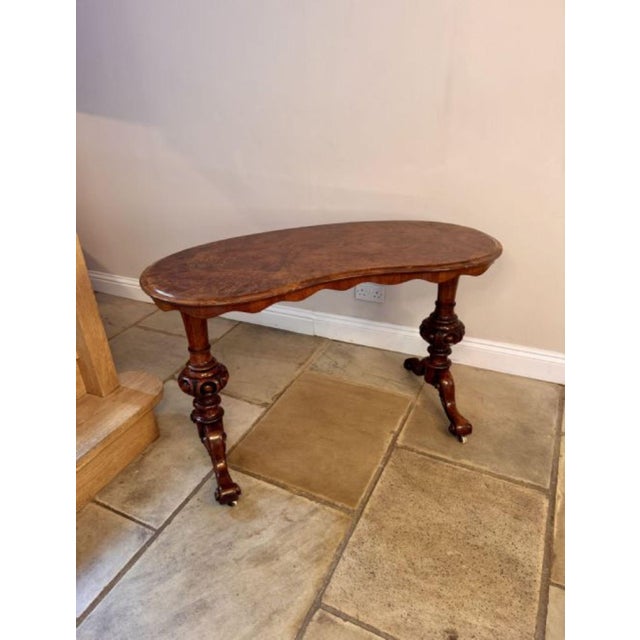 Antique Victorian Burr Walnut Kidney Shaped Side Table by Richardson and Sons, 1860 For Sale - Image 3 of 7