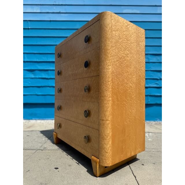 1940's Bird's Eye Maple Tall Dresser For Sale - Image 9 of 16