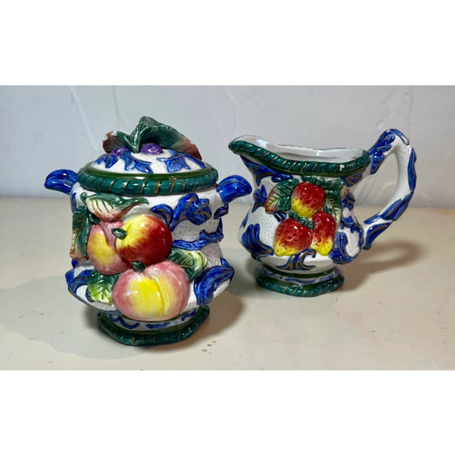 Vintage Fitz and Floyd Florentine Fruit Cream and Sugar Set- 2 Pieces For Sale - Image 11 of 12