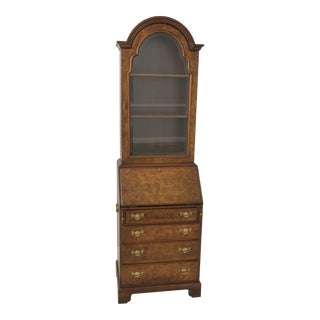 Hickory Chair Co George III Burl Walnut Secretary Desk For Sale