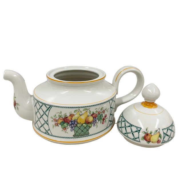 Green Vintage Villeroy & Boch Basket Pattern Teapot With Lid, Germany For Sale - Image 8 of 9