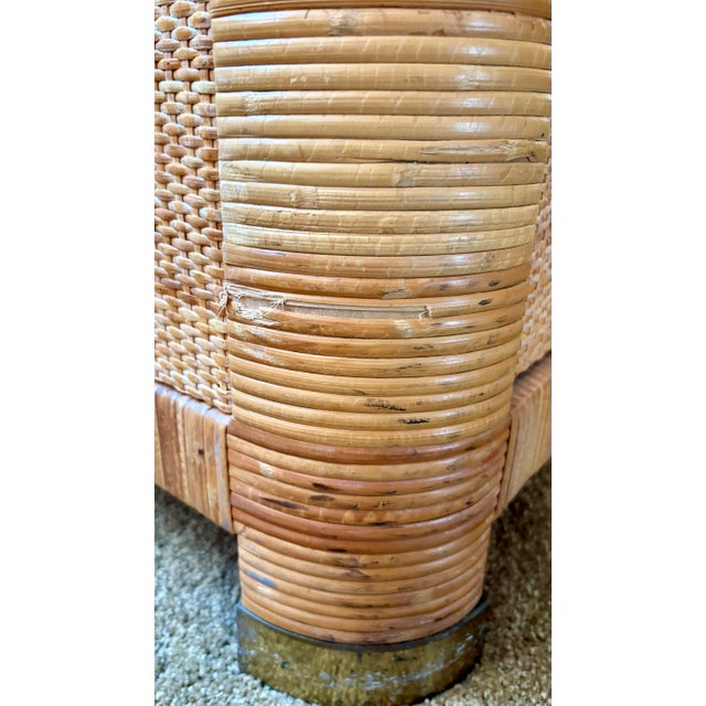 Camel 1970s Bielecky Brothers Unsigned Cane & Rattan Vintage Armoire or Cabinet For Sale - Image 8 of 12