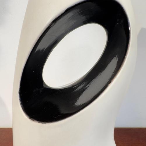 1980s Vintage Italian White and Black Ceramic Vase with Organic Abstract, 1980s For Sale - Image 5 of 18